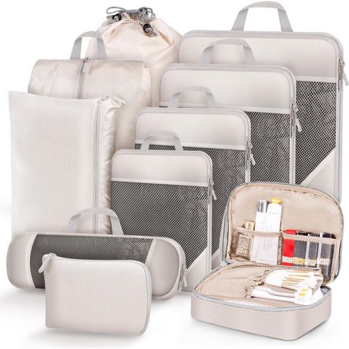BHHBB-Organisateur Valise, Ensemble de 10 Rangement Valise Sacs de Rangement,Rangement Valise Organisateur Avec Compression,Packing Cubes Compression Organiseurs de Bagage Organisateur Voyage