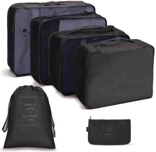 Organisateur Val , Organisateur De Voyage, Lot De 6 Organ Urs De Bagage Pour Voyage,Différents Tailles Des Cubes Étanche Sacs De Voyage Rangement (Noir)