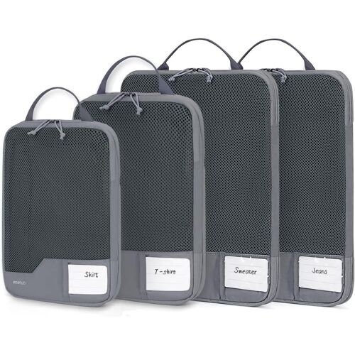 Organisateurs Val S 4 Pièces, Sac De Compression Pour Voyage, Rangement Val Organisateur Aéré À Mailles, Packing Cubes Sbs Fermeture Éclair Avec Cartes Manuscrites Affichage Transparent