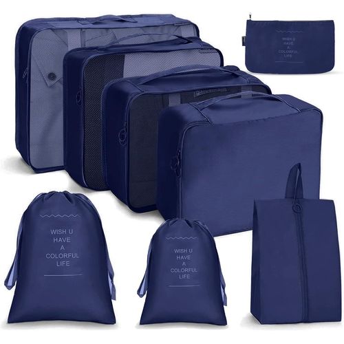 BHHBB-Organisateur de Voyage, Rangement Valise Lot de 8 Imperméable Organisateur de Voyage Packing Cubes Organiseur, Différents Tailles des Cubes Étanche Sacs de Voyage Rangement, Voyage Accessoires