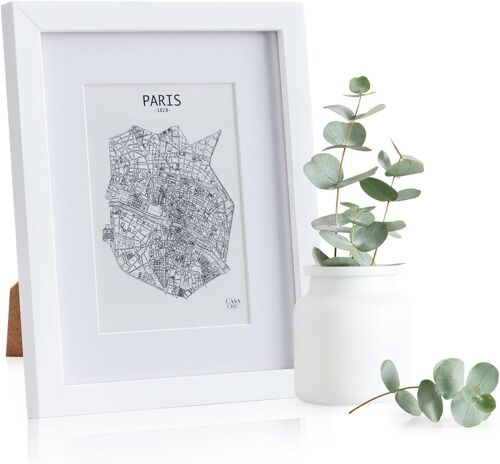 Casa Chic Cadre Photo, Cadre Photo En Bois De 28x23 Cm, Cadres Photo, Porte Photo Mural, Cadre Decoration Murale Pele Mele, Affichage Vertical/Horizontal, Avec Protection Verre Et Passe Partout Inclus