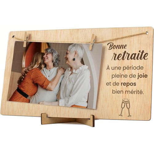TIANYI-Cadre Photo avec Pinces en Bois. Cadeau Original Carte de Bonne Retraite Souhaiter à un Homme Femme