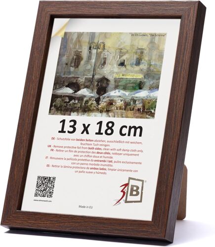 Cadre de l'image MEGA - Marron (chêne avec un grain de bois visuellement doux) - 15x21 cm (A5) - cadre photo en bois avec verre acrylique