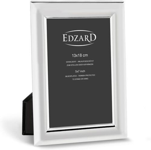 cadre photo Telde pour photo 13 x 18 cm, argenté précieux, protégé contre le ternissement, avec 2 suspensions