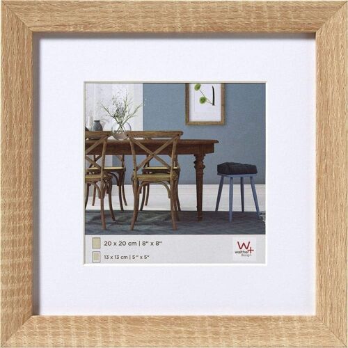 KALANKA-Cadre Photo chêne Clair 20 x 20 cm avec Passe-Partout, Cadre en Bois Fiorito EF220E