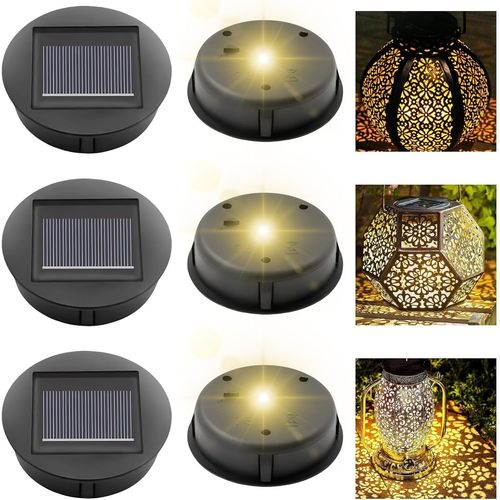 Lot De 6 Lampes Solaires De Rechange - Couvercle De Rechange - 8 Cm - Pour Lampes Solaires De Rechange - Panneau Solaire Avec Led Claire - Pour Lanterne Solaire De Jardin Extérieur, Lampes De Jardin