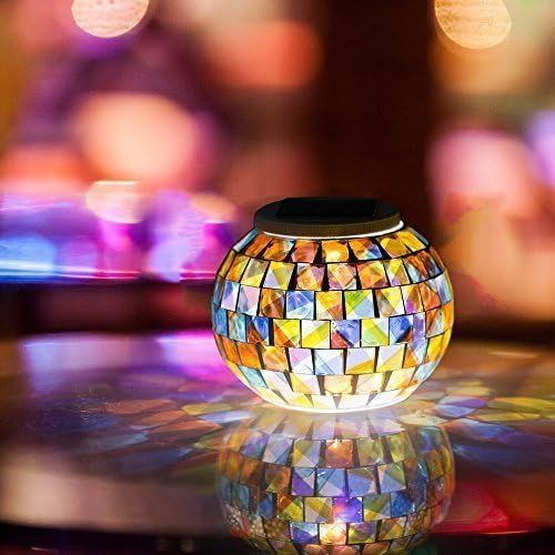 Hdkha-® Magie Mosaic Globe Lampe Solaire Décoration Lumineuse Veilleuse Table Night Light Pour Fête,Soiree, Jardin, Stylo Porte