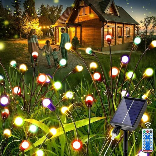 Asfasfq-Lot De 4 Lampes Solaires D'extérieur - 6 Led - Décoration De Jardin - 8 Modes - Résistantes Aux Intempéries - Pour Extérieur, Jardin, Balcon, Noël - Multicolore