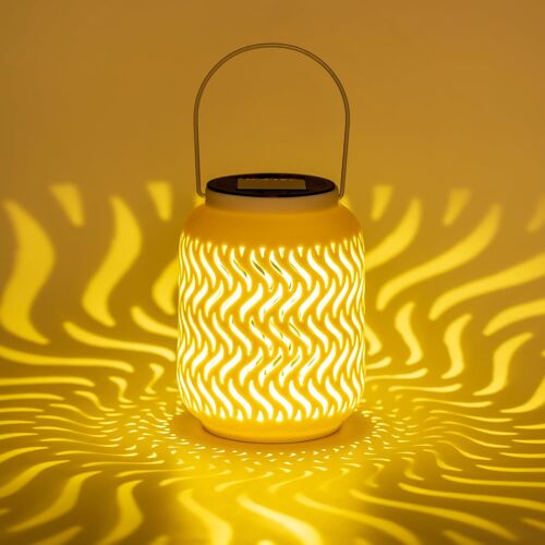 Lanterne Solaire Pour L'extérieur - Décoration De Table : Lanterne Led En Céramique Blanche - Lampe De Table Solaire D'extérieur - Résistant Aux Intempéries - Pour Balcon, Jardin