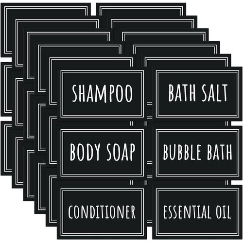 Tianyi-Segbeuaty Etiquettes Autocollantes Pour Flacon Pompe, 36 Pcs Etiquette Salle De Bain, Pré-Imprimées Etiquettes Pour Shampoo, Revitalisant, Sels De Bain, Bain Moussant