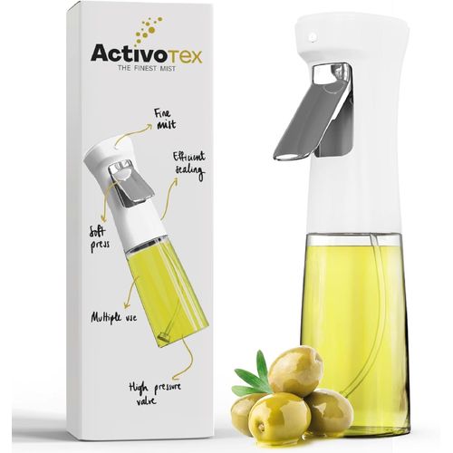 Kalanka-Pulvérisateur D'huile En Verre Pour Cuisine, Distributeur D'huile En Verre De 240 Ml, Spray Pulvérisateur À Brume Fine, Vaporisateur Diffuseur D'huile Et De Vinaigre (Blanc, 240 Ml)