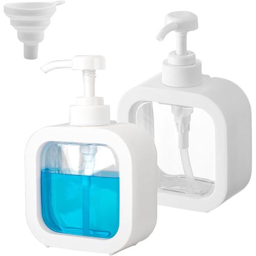 TIANYI-2Pcs Distributeur Savon, Distributeur de Savon Distributeur Savon Liquide, Distributeur Savon Cuisine, Distributeur Gel Douche, Plastique Transparent Flacon Pompe Vide Rechargeable (300ML)