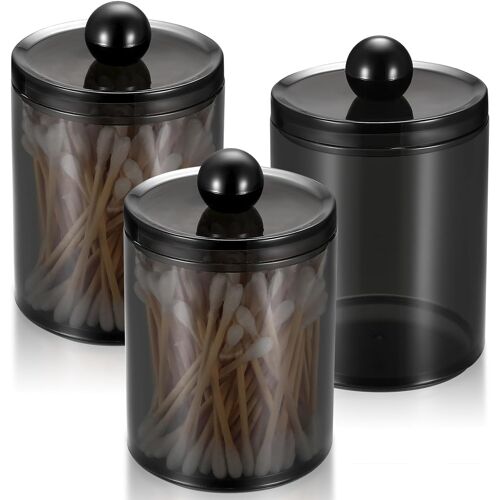Kalanka-Lot De 3 Boîtes À Cotons-Tiges, Distributeur De Cotons-Tiges, Rangement Avec Couvercles En Acier Inoxydable Mat, Pour Cotons, Boîtes, Bâtonnets De Fil Dentaire, Éponges De Maquillage 