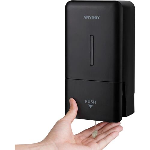Distributeur de Savon Mural Manuel pressurisé,capacité 800 ML avec fenêtre visuelle,Remplacement Facile du Savon,idéal pour Les foyers et Les Entreprises 1006 Noir