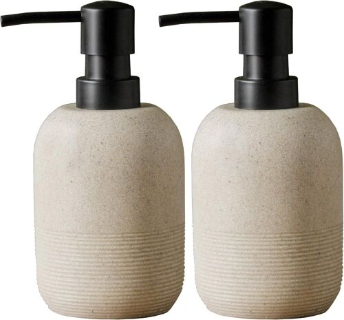 Lot de 2 distributeurs de Savon Beige pour Les Mains,pour comptoir de Salle de Bain,Distributeur de Savon pour évier de Cuisine.