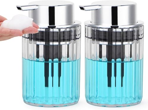 Distributeur Gel Douche,2 Pièces 300ml Pousse Mousse Savon Main,Pousse Mousse Distributeur,Distributeur Savon Plastique,Bouteille Shampoing avec Tête de Pompe en Mousse