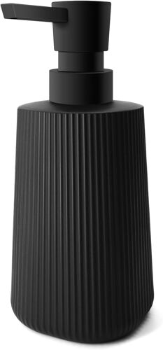 Distributeur Savon Moderne Distributeur de Savon pour Salle de Bain & Cuisine en Verre Distributeur de Savon de Salle de Bain 250ml pour Salle de Bain Plan de Travail (Noir-1 pièce)