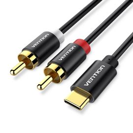 BHHBB-Cable RCA VENTION USB-C à 2 RCA Cable Audio, Câble RCA Jack avec Puce DAC, Cable Auxiliaire Type-C Compatible avec iPad, Téléphone, PC, Home Theatre, DVD, Amplificateur, Enceinte, TV, PS5 (1,5M