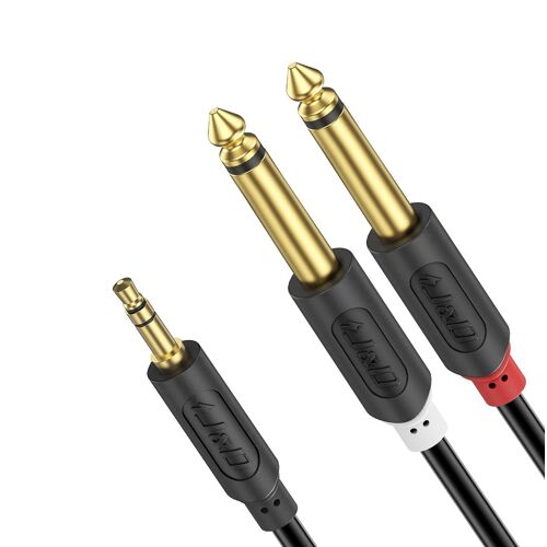 VornixorSarlshop-Câble Audio Jack 3.5mm vers Double 6.35mm, Plaqué Or Série Audiowave 3,5mm (1/8 Pouce) Mâle TRS à 2X 6,35mm (1/4 Pouce) Mâle TS Mono Câble Splitter pour Table de Mixage, Cinéma Maiso