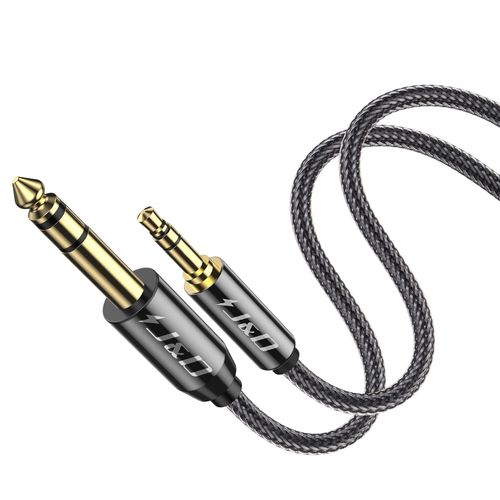 Câble Audio Stéréo 3,5mm vers 6,35mm, TRS Mâle Plaqué Or 3,5mm (1/8"") vers TRS Mâle 6,35mm (1/4""), Câble Coque en Cuivre, Tressé en Nylon pour Smartphone, Amplificateurs, 1.8 mètre