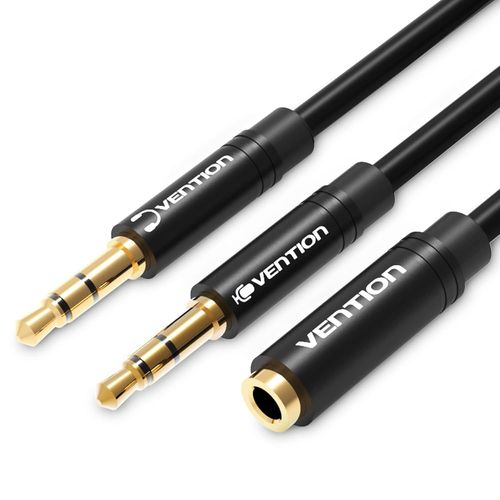 Stereo Audio Jack Adapter,3.5 mm Microphone Headphone Adapter Cable,Y Jack Micro Audio Female to 2 Double Male Adapter for PC,PS4,Xbox One,30 cm/1FT