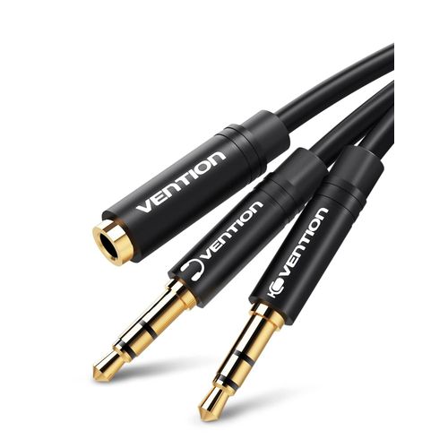 Stereo Audio Jack Adapter,3.5 mm Microphone Headphone Adapter Cable,Y Jack Micro Audio Female to 2 Double Male Adapter for PC,PS4,Xbox One,1 m