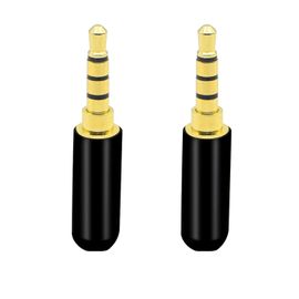 connecteur 3.5mm Jack a souder, 1/8"" TRRS 4 pôles plaqué Or Connecteur de borne de câble Audio de Remplacement pour réparation et Remplacement de Casque stéréo DIY (2-Pack)
