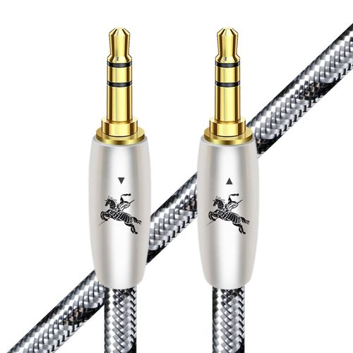 Câble Jack Audio 3.5mm 1/8"" Mâle vers Mâle haute qualité audiophiles [3m] Cable AUX mini Jack HiFi Stéréo Nylon Tressé Câble Auxiliaire Voiture pour Ipod, Iphone, TV - 3 m