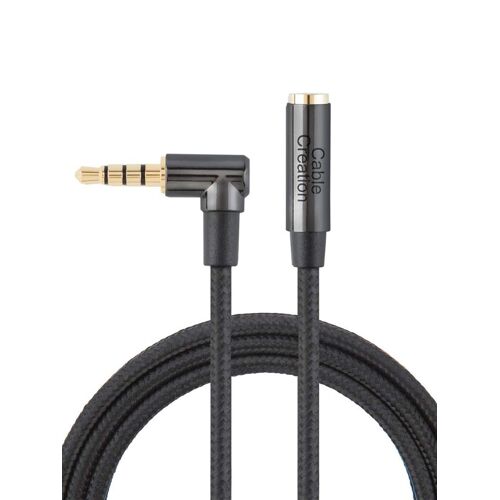 VornixorSarlshop-Rallonge audio 1.8m, Câble audio stéréo 3.5mm TRRS(mâle à femelle), Câble d'extension hi-fi à angle droit (compatible avec les microphones), 1.8m