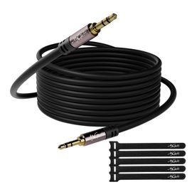 Câble auxiliaire jack 3,5 mm (40 m) vers jack stéréo pour voiture,casque,PC,téléphone portable,tablettes,haut-parleurs,lecteur MP3/MP4,etc. (avec 5 serre-câbles)