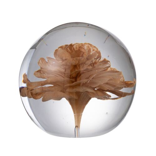 Presse Papier Sulfure Fleur En Verre 10 Cm
