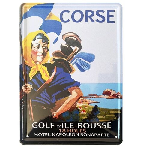 Petite plaque métallique Ile Rousse Corse 21 x 15 cm