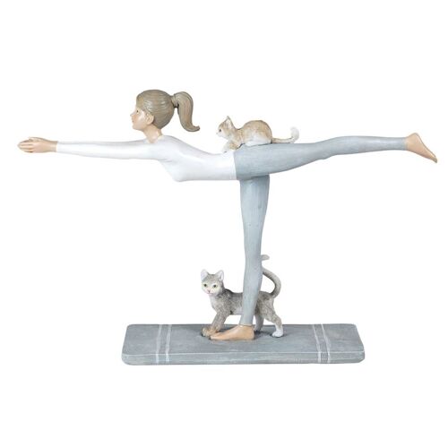 Statuette posture bâton en équilibre Yoga et chats