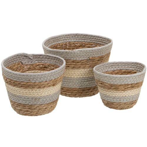 Set De 3 Paniers En Fibre De Roseau Et Cosse De Maïs