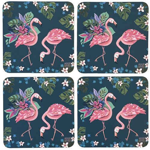 Boite De 4 Sous Verres Flamingo