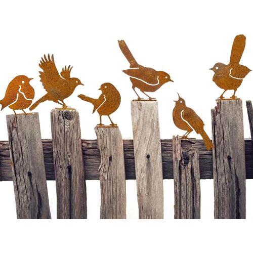 Mevronisshop-6 Pièces Oiseaux Decoratifs, Oiseaux Rouillés Avec Vis, Déco Jardin Métal Rouillé Pour Terrasse Décoration De Jardin Yard Paysage (1)