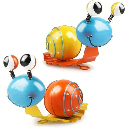 Mevronisshop-2 Pièces Décoration De Jardin Escargots En Métal, Sculptures D'escargots En Métal Colorées, Statue De Jardin, Sculptures Murales, Décoration Pour Cour, Pelouse, Clôture, Balcon, Terrasse