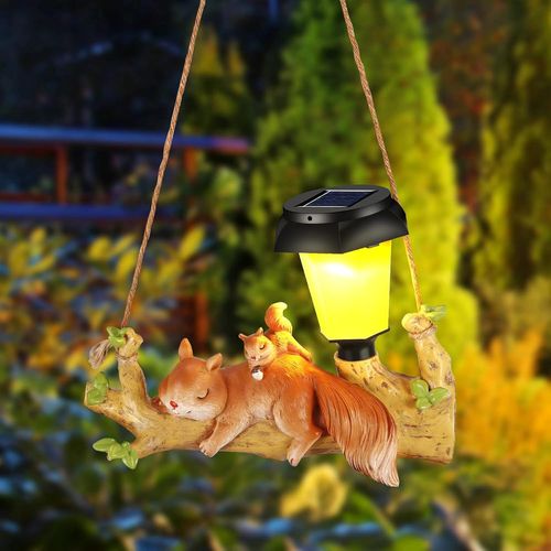 Statue Jardin Exterieur,Étanche Résine Figurine Écureuil De Jardin Avec Solaire Lampes,Statue Animaux Pour Jardin Solaires En Plein Air,Lampe De Jardin Solaire Écureuil Pour Pelouse,Terrasse,Cour