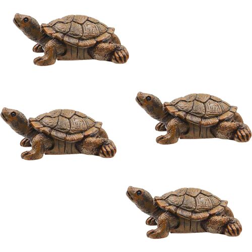 MEVRONISSHOP-4 Pièces Tortue Decoration 7x5.6 cm Statue de Tortue Figurine de Tortue Terrestre Tortué Boîte Statue Deco Jardin Exterieur pour Petits Paysages Vase Terrarium Balcon Bonsaï Décorations