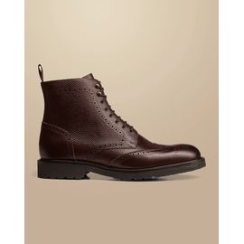 Bottes Richelieu En Cuir Fleur À Semelle En Caoutchouc - Brun Acajou Pour Homme Par Charles Tyrwhitt