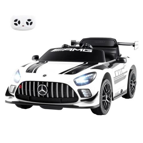 Mercedes-Amg Gt3 Voiture Électrique 12v Pour Enfants, Télécommande 2.4 G, Portes Hydrauliques, Led, Klaxon, Mp3, Usb, 3-8 Ans Blanc