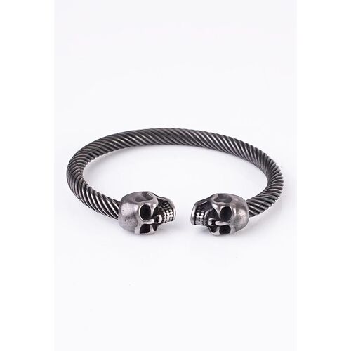 Etnox - Double Skull - Bracelet - Gris - Onesize - Acier Inoxydable