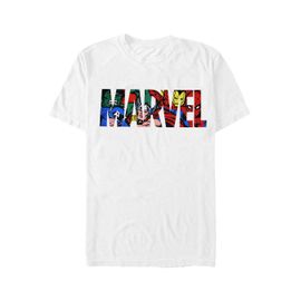 Marvel Comics - Logo Character Infill White - T-Shirt - Blanc - Xxl - 100% Coton,Jersey
