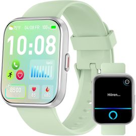 Montre Connectée Homme Femme, 1.8"" Smartwatch avec Appel Bluetooth, Voix de L'ia, Alexa Intégrée, Smartwatch Moniteur de SPo2, Sommeil, Podometre, Calories,IP68, Vert