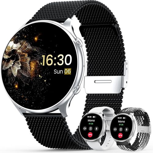 Montre Connectée Femme Avec Appel Bluetooth, Écran Tactile Tft Hd 1,39"", Ip67, Étanche Avec 120 Sports, Fréquence Cardiaque, Cycle Menstruel,Podomètre Pour Android Ios (Or Argent)[MON9264287]