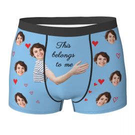Saint Valentin Boxer Visage Photo E Sous-Vêtements Pour Hommes Cadeau Pour Homme Petit Ami Anniversaire Anniversaire/Cadeaux De Mariage -L-A