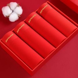 2/3/4/5/6 Pièces Marque Nouvel An Rouge Imprimé Pur Coton Hommes Sous-Vêtements Hommes Culottes Boxershorts Hommes Boxer Shorts Caleçons Boxeurs -4-18-Xl