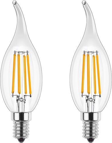 E14 Ampoule Led Dimmable,Petite Ampoule À Vis Edison Pour Lustre,C35 Blanc Chaud 2700k,350lm,4w(Équivalent 35w),Transparent,Lot De 2[Den5285700]