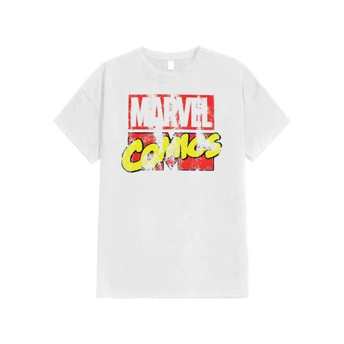 Marvel Comics - Retro Logo White - T-Shirt - Blanc - L - 100% Coton,Jersey