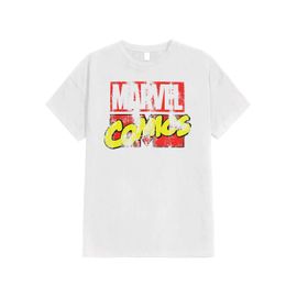 Marvel Comics - Retro Logo White - T-Shirt - Blanc - L - 100% Coton,Jersey